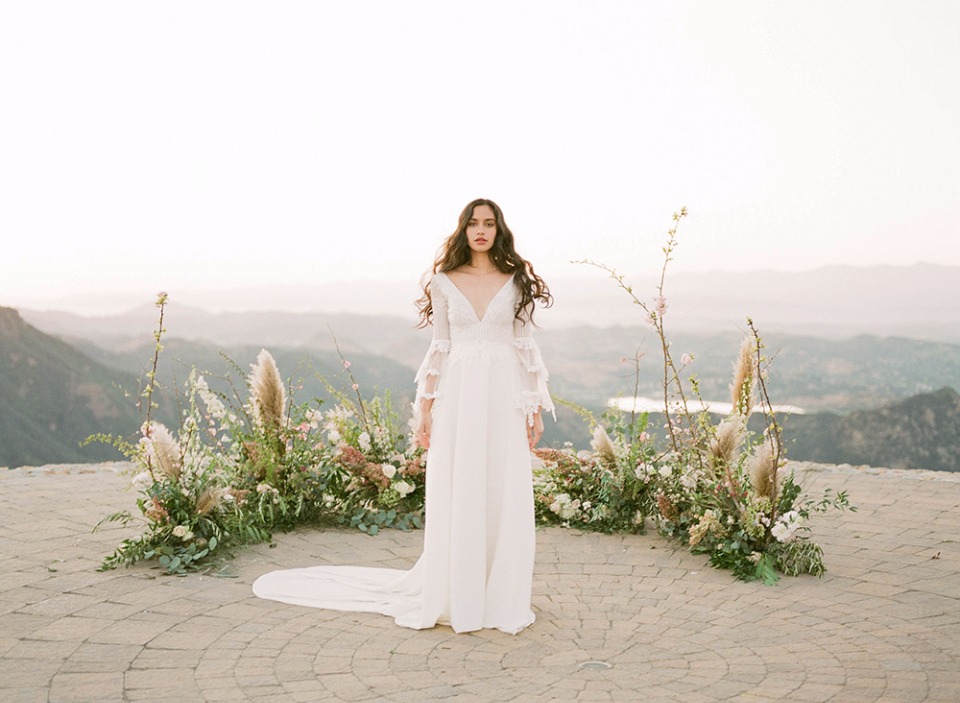bohemian wedding gown from Claire Pettibone