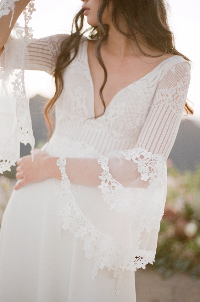 boho chic wedding gown from Claire Pettibone