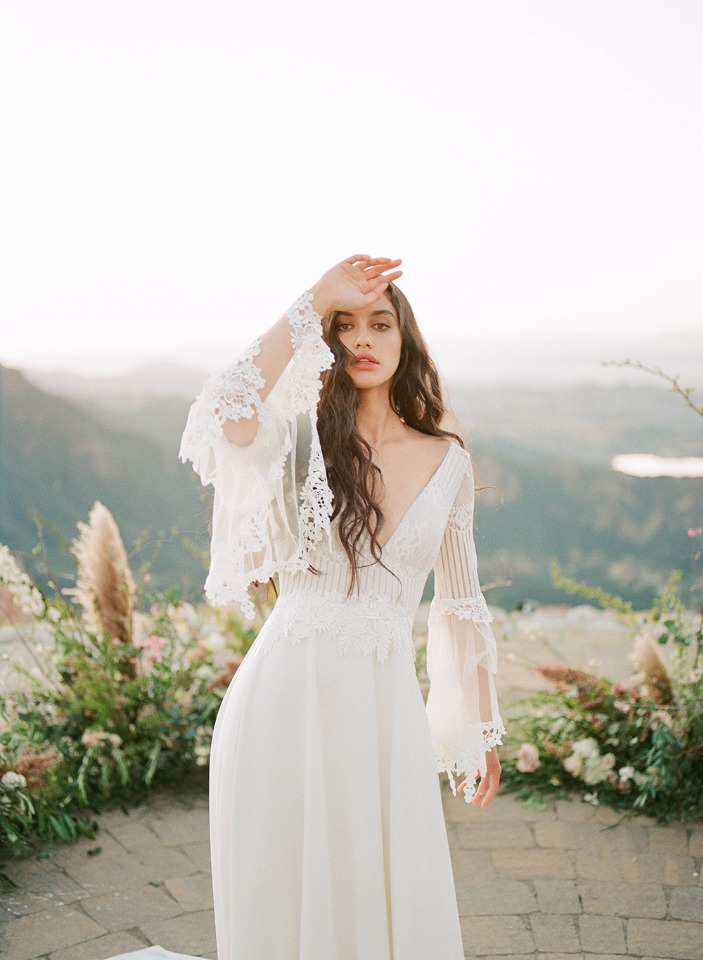 bohemian wedding gown from Claire Pettibone