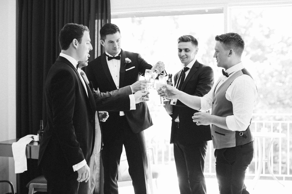 pre wedding groomsmen cheers
