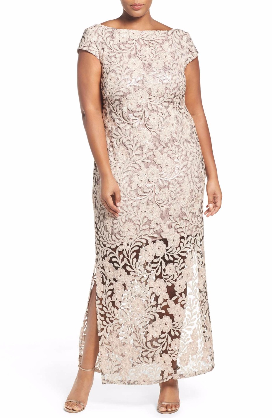 Sequin Lace Column Gown BRIANNA