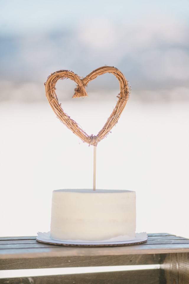 rustic heart shaped cake topper
