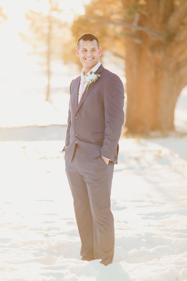 groom in Armani wedding suit