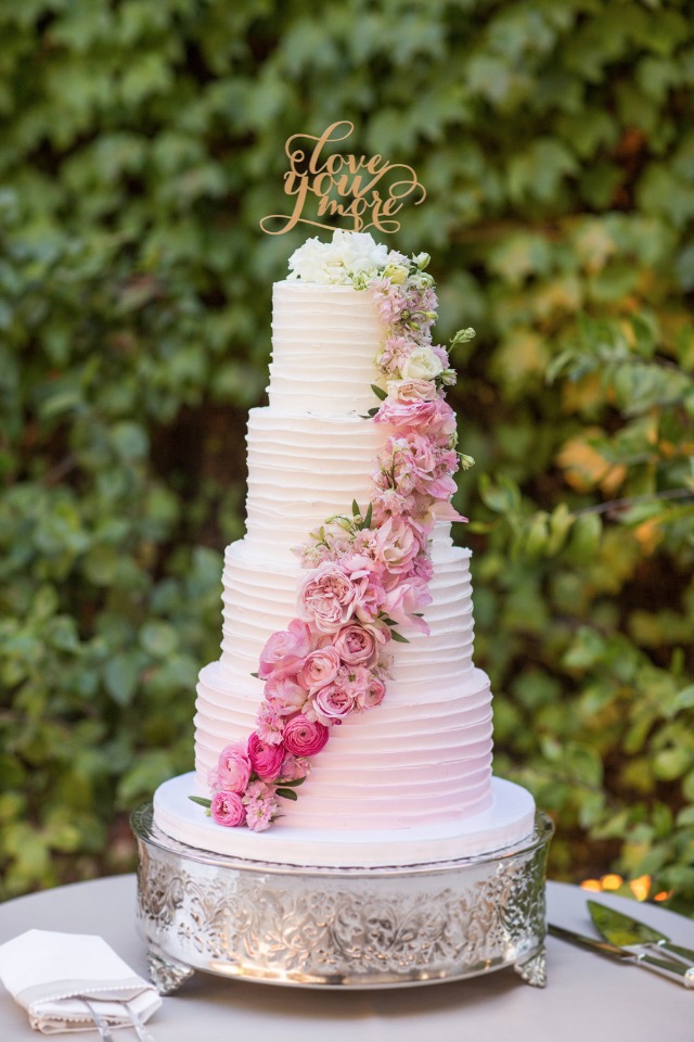 Pink ombre wedding cake