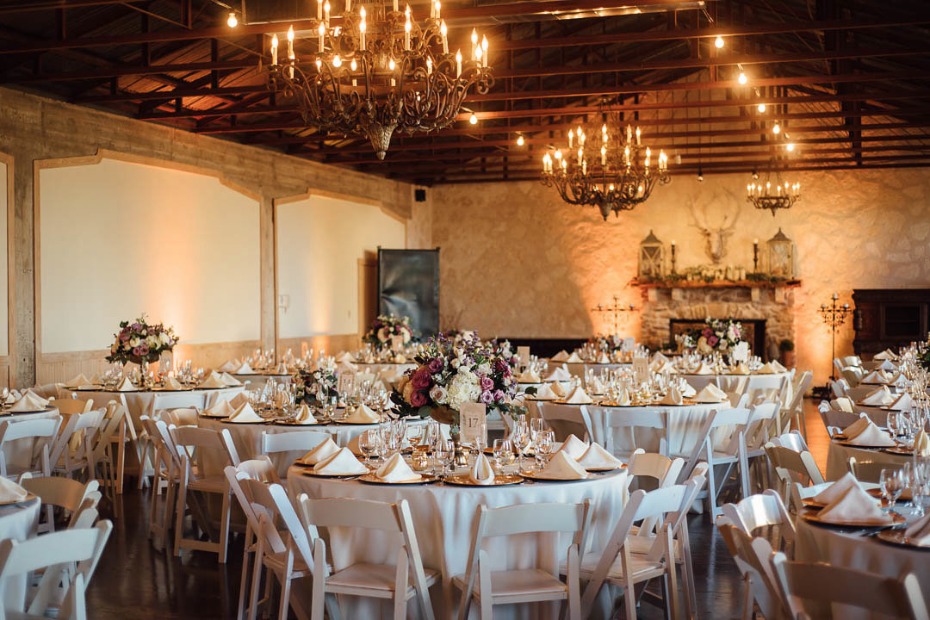 Elegant indoor reception with chandeliers