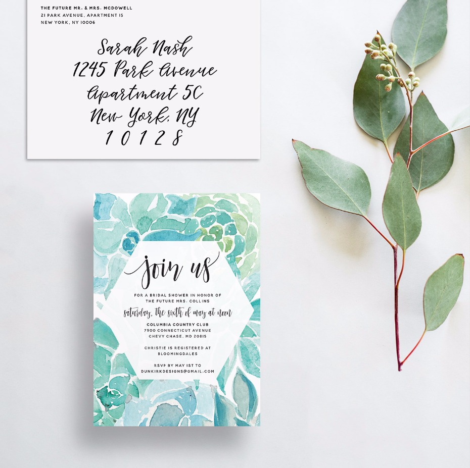 watercolor succulent invitations