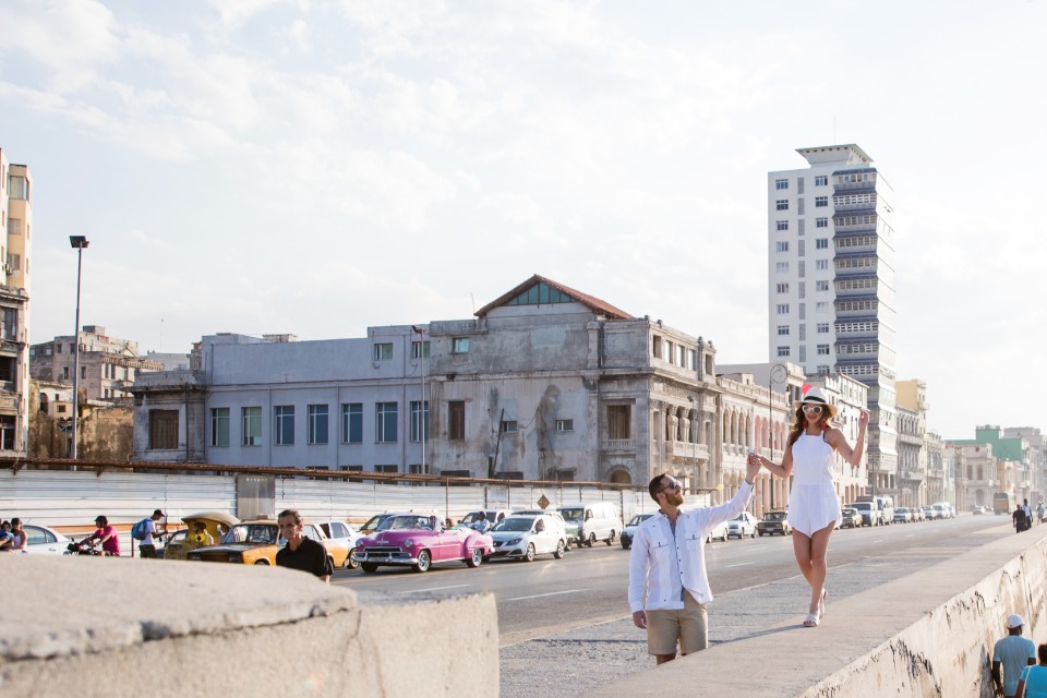 cute Cuban boardwalk engagement session
