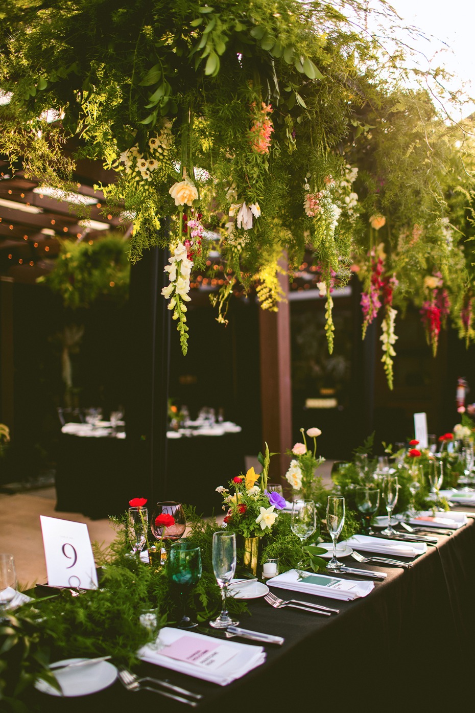 Greenery decor with hanging florals