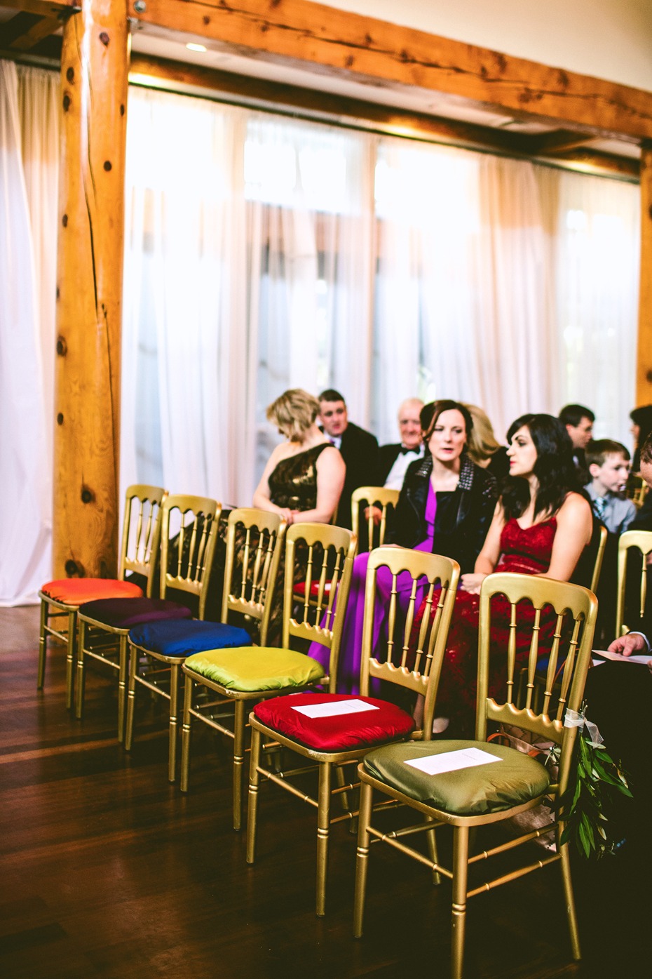 Gold + Pantone colored chairs