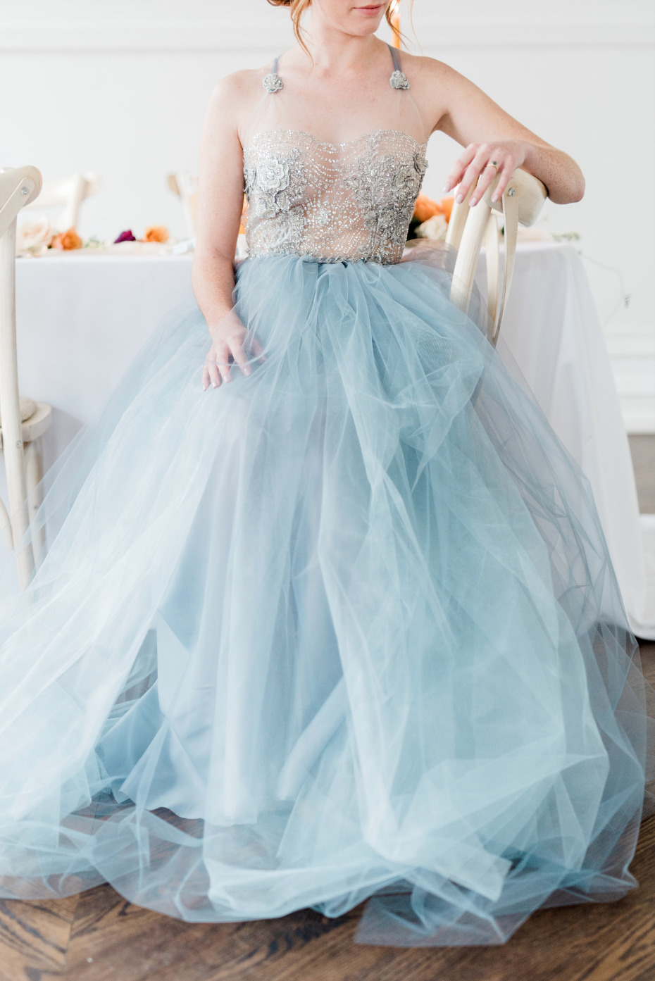 blue wedding dress by Wins Design
