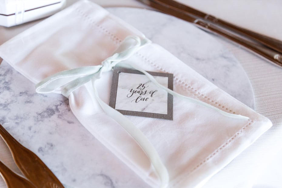custom napkins for 25th wedding anniversary party