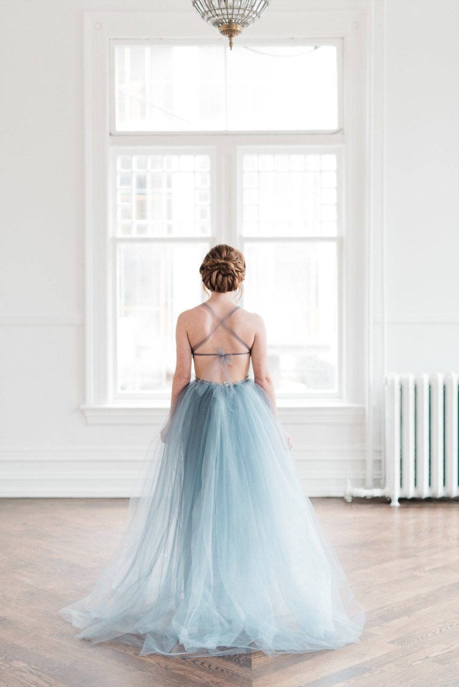blue wedding dress with sexy back