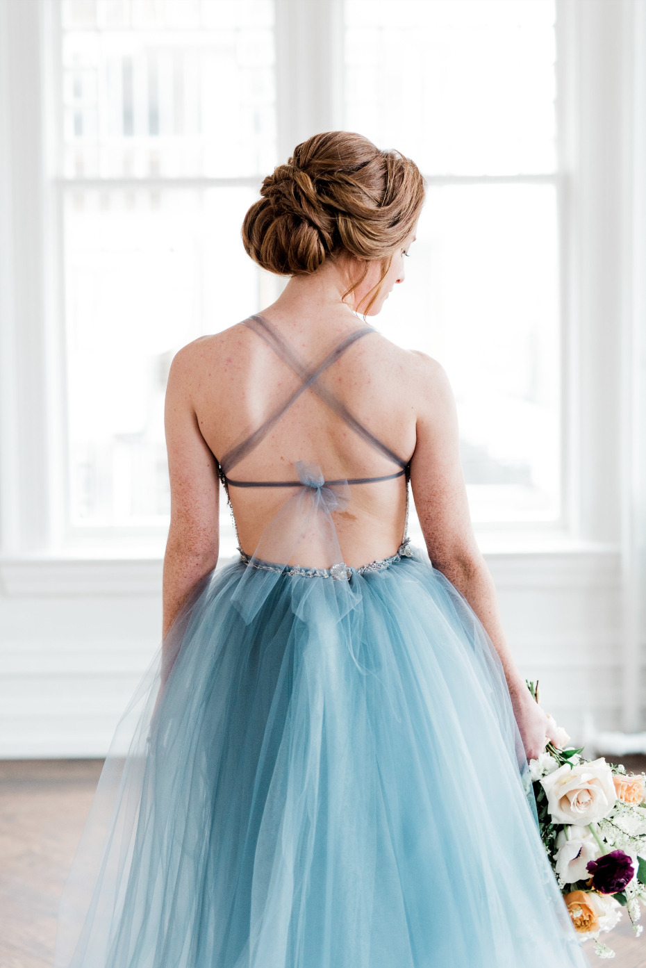 tulle wedding dress with amazing back