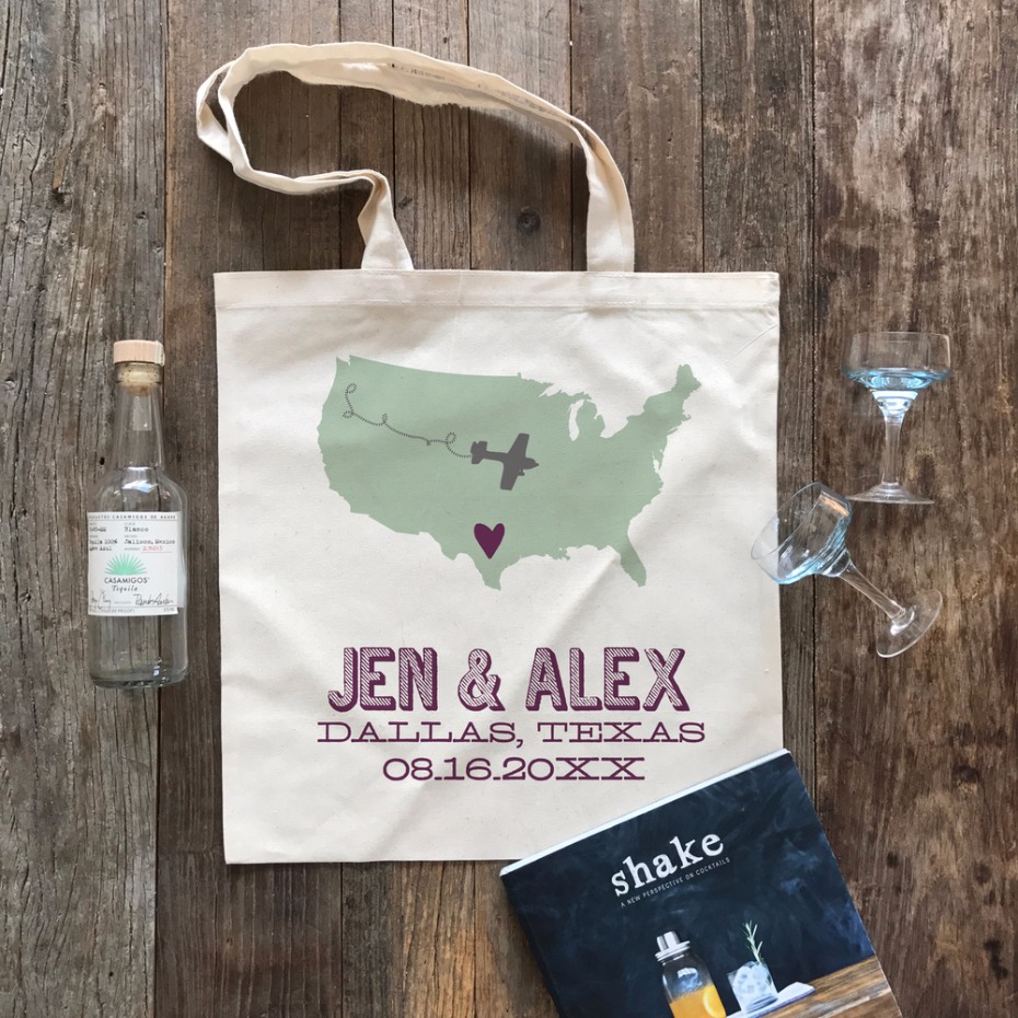 Airplane State Wedding Welcome Tote
