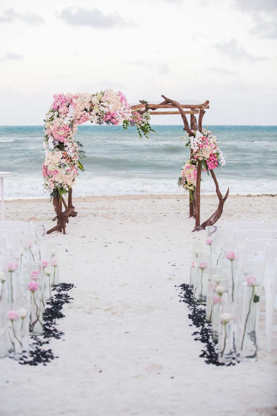 Dreamy beach wedding with drift wood chuppah