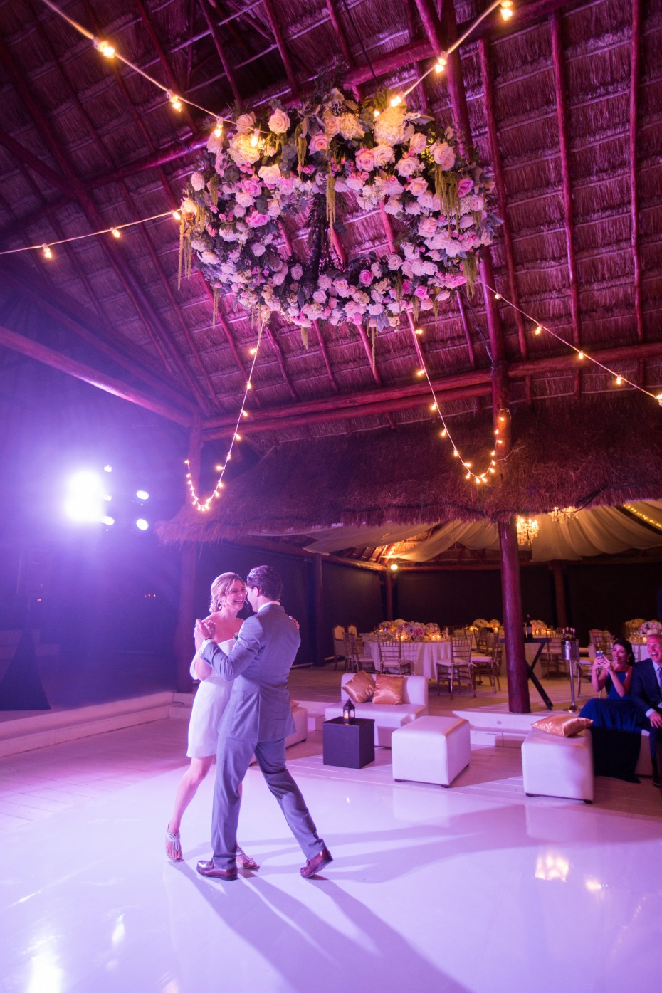 Gorgeous floral chandelier for their first dance