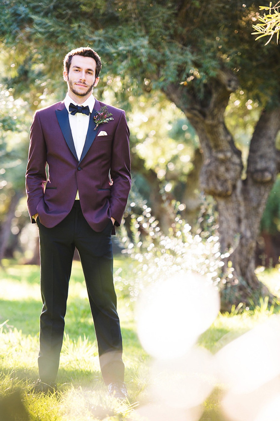 black and burgundy groom style