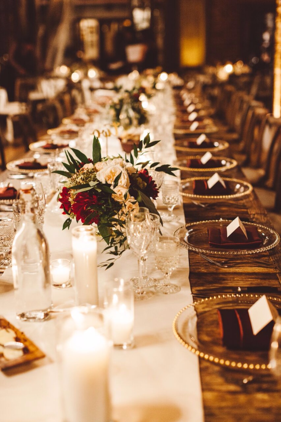long elegant family style wedding table