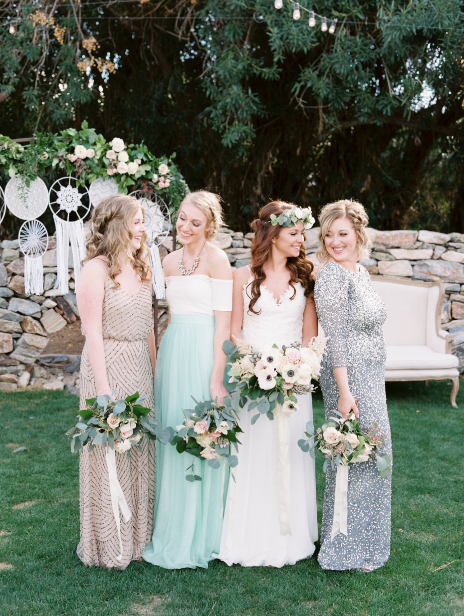 Love these mismatched bridesmaid dresses