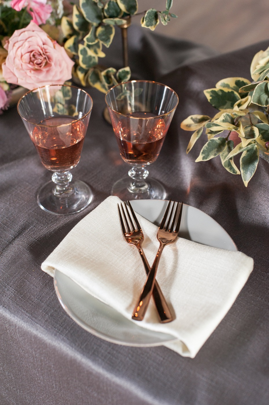 rose gold wedding cutlery