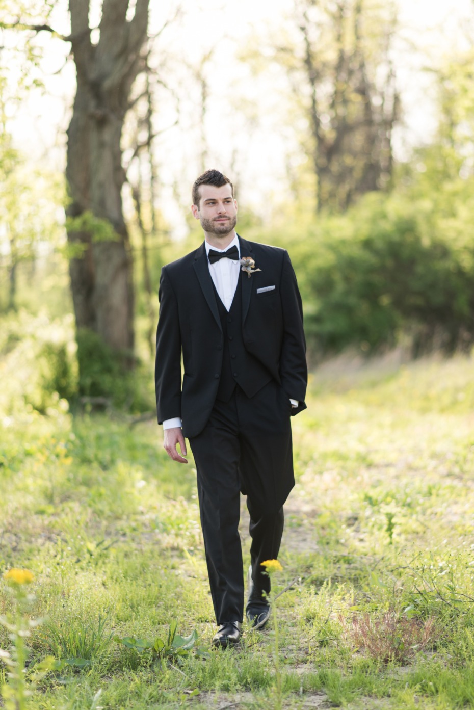 black and white tuxedo groom