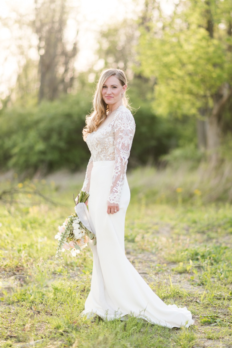 romantic and modern lacy wedding dress