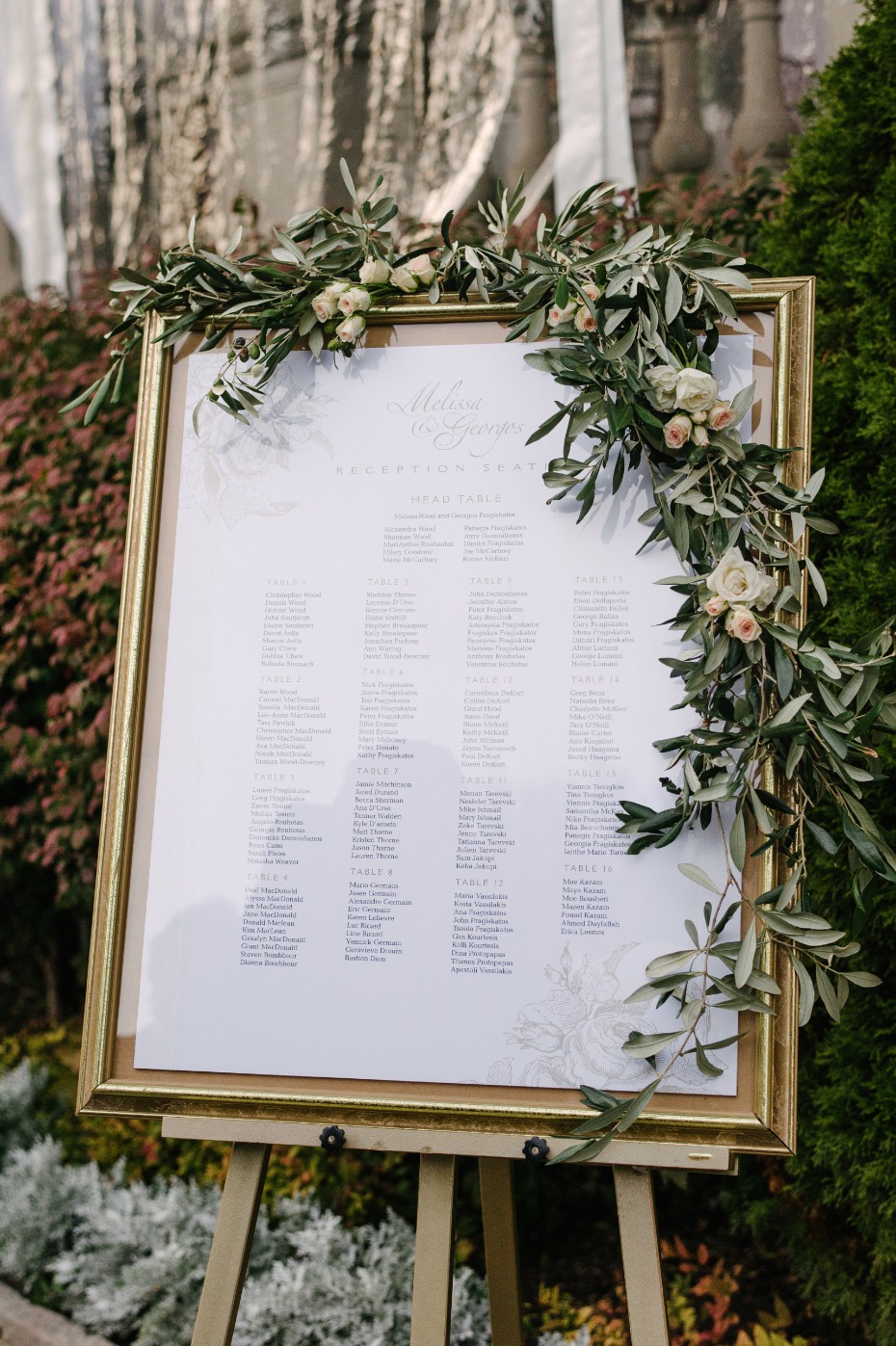 framed wedding table assignment