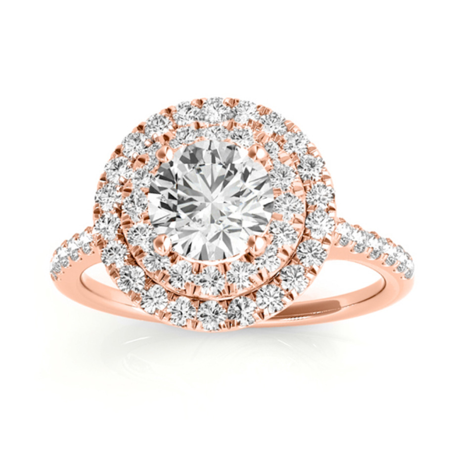 Diamond Double Halo Engagement Ring Setting 18k Rose Gold