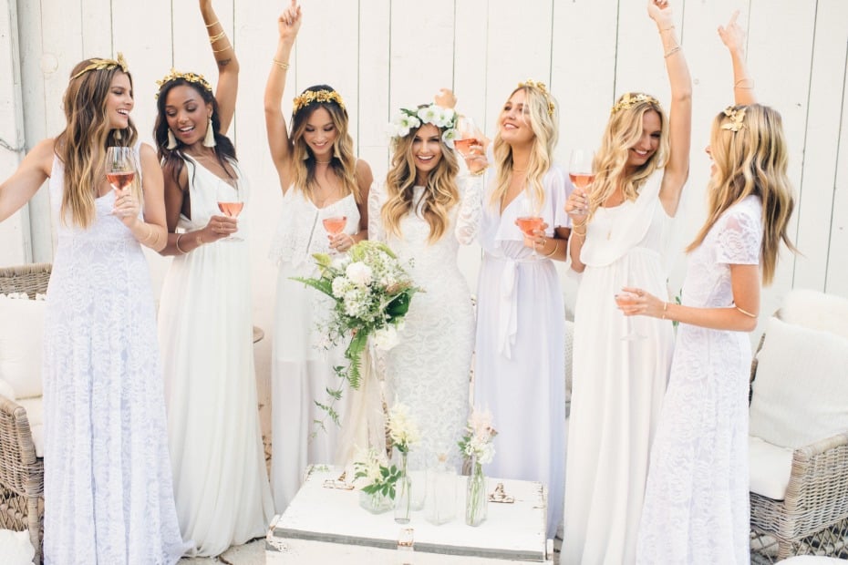 white bridesmaid dresses from Show Me Your Mumu