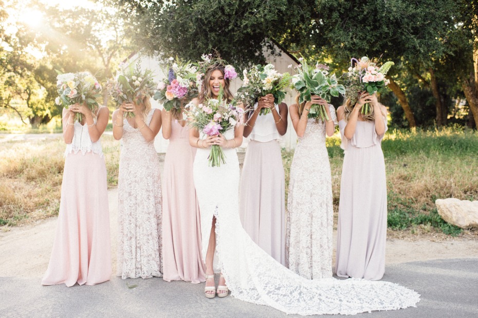 dusty blush bridesmaid dresses