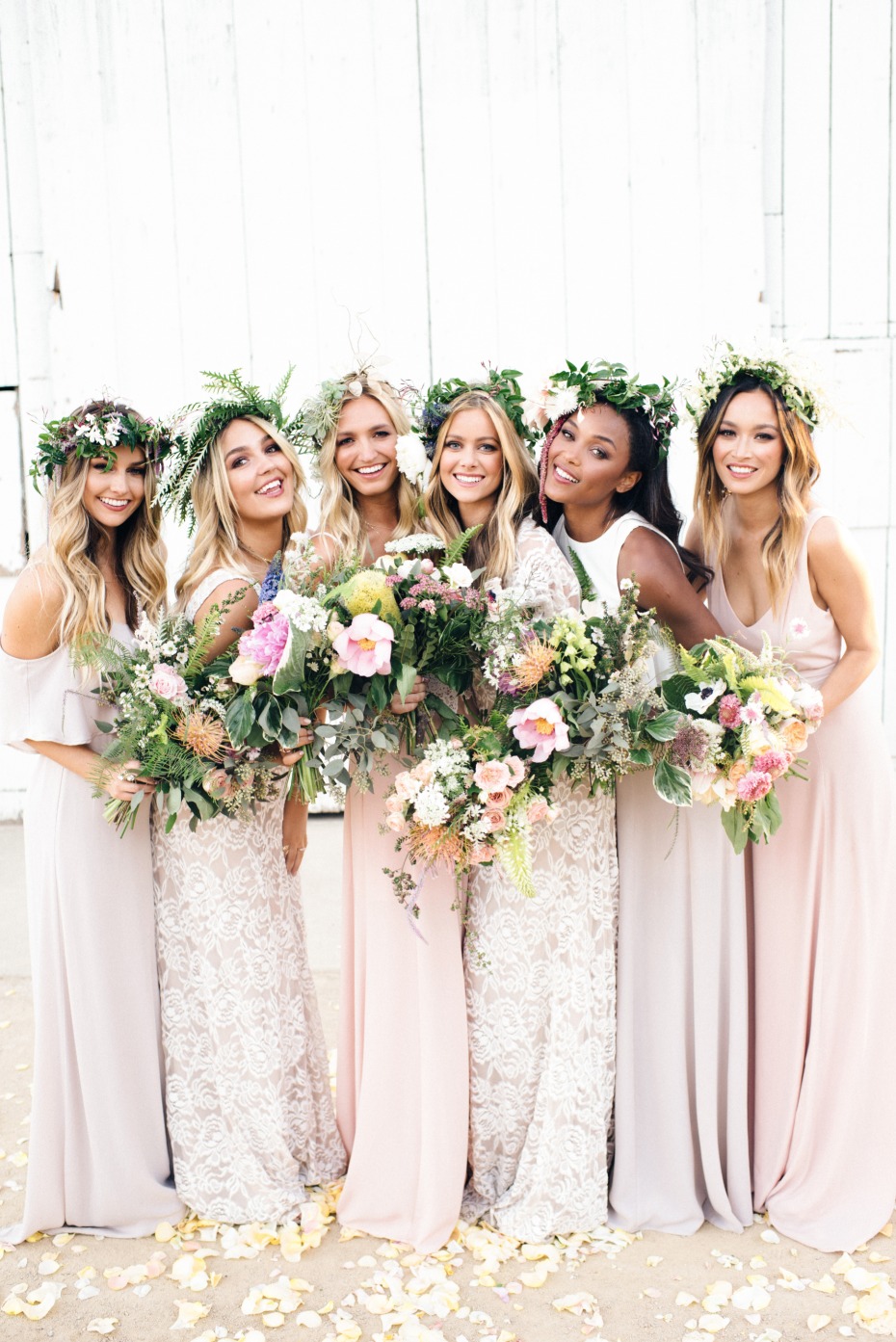 pink bridesmaid dresses and lace bridesmaid dresses for the maids of honor