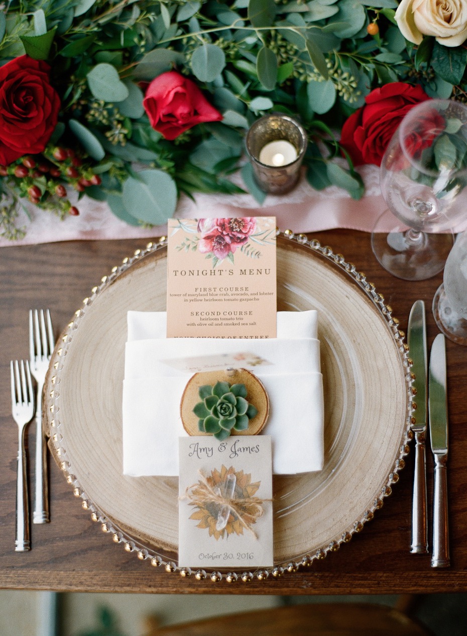 place setting for your rustic glam Fall wedding