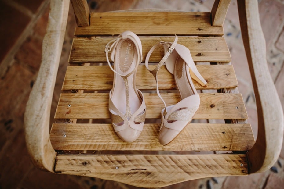 nude and gold wedding shoes