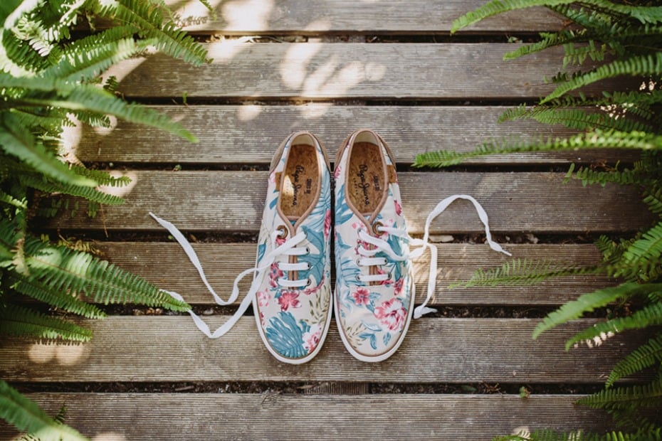 floral print canvas wedding shoes