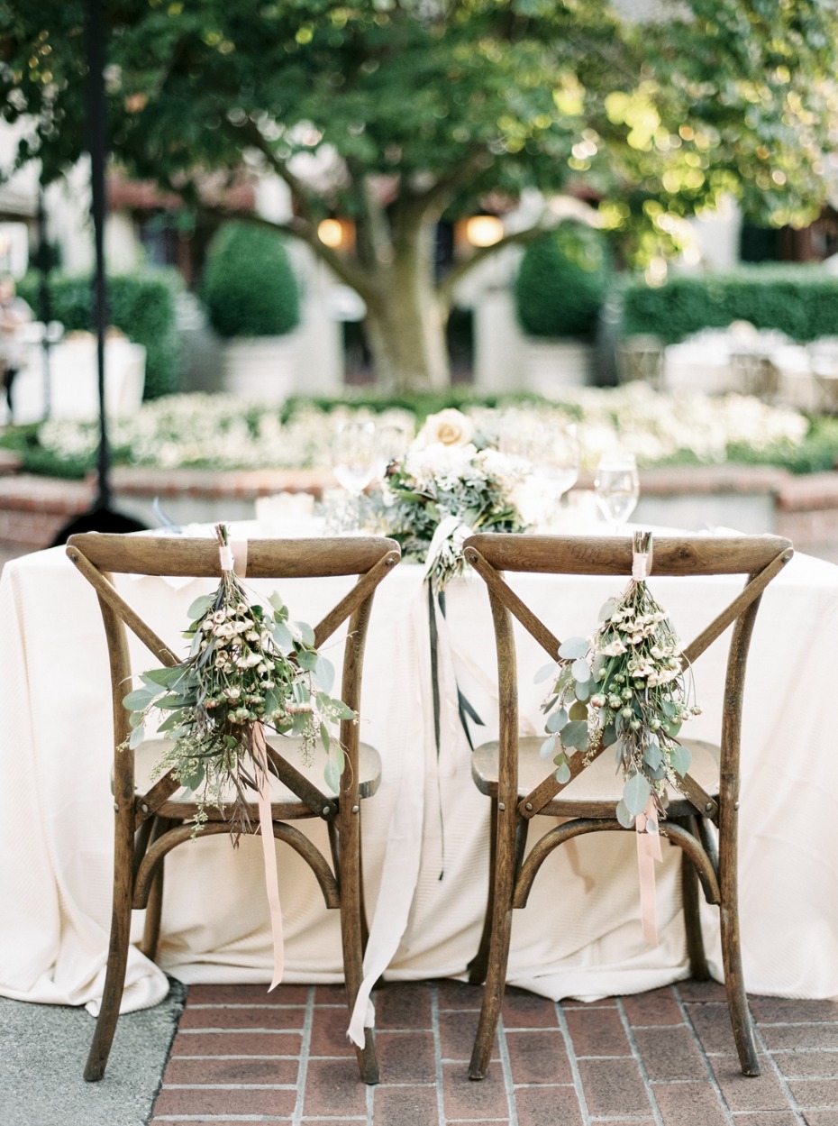 Hanging floral decor for the sweetheart chairs