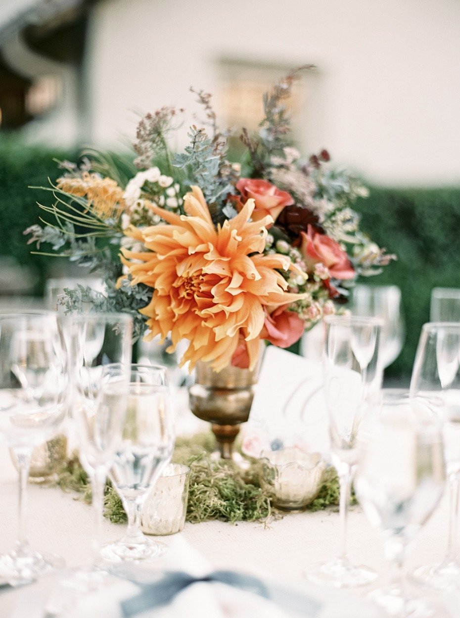 Floral centerpiece with candles