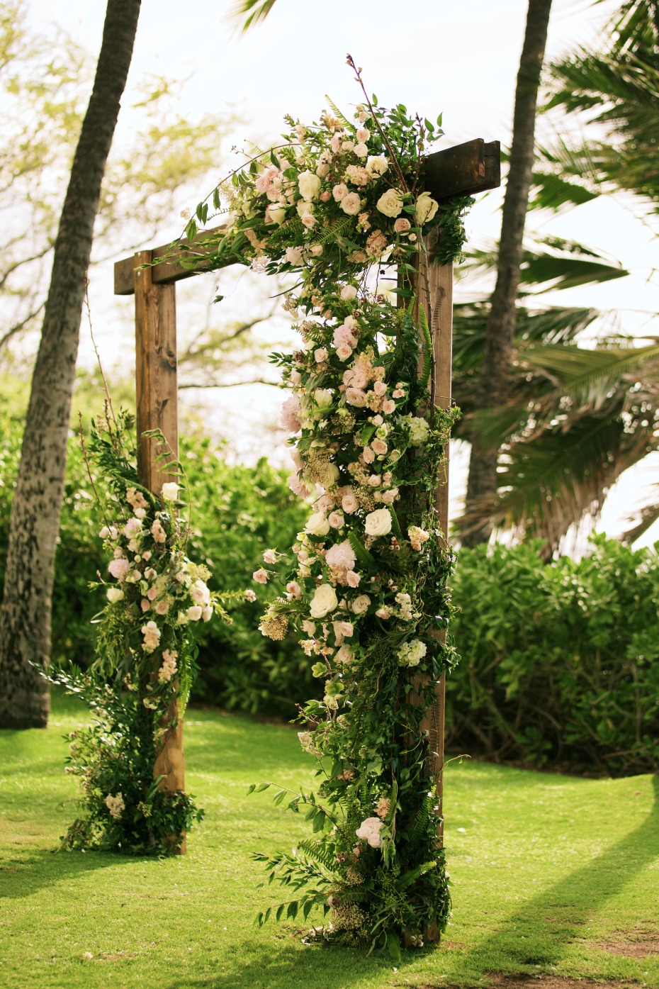 Wood and floral ceremony arch