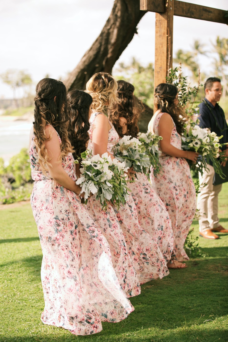 Flowing floral bridesmaid dresses