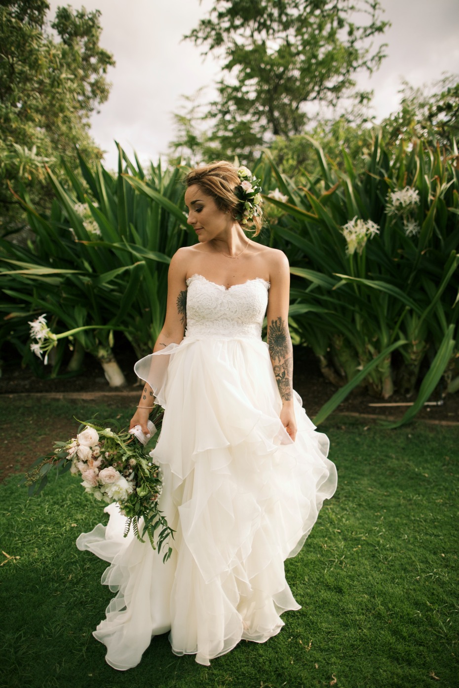 Flowing ruffle wedding dress from Hayley Paige