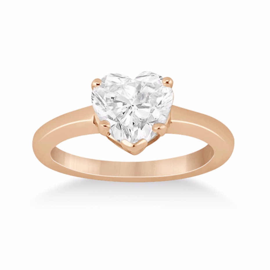 Heart Shaped Solitaire Diamond Engagement Ring