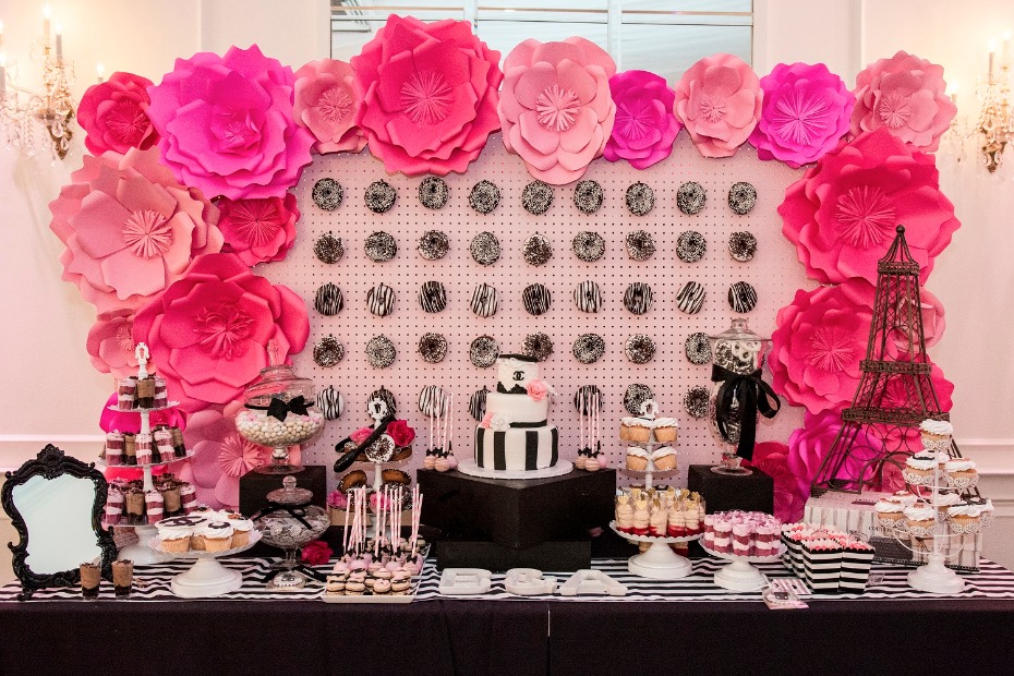 Ultimate dessert table for a Chanel bridal shower