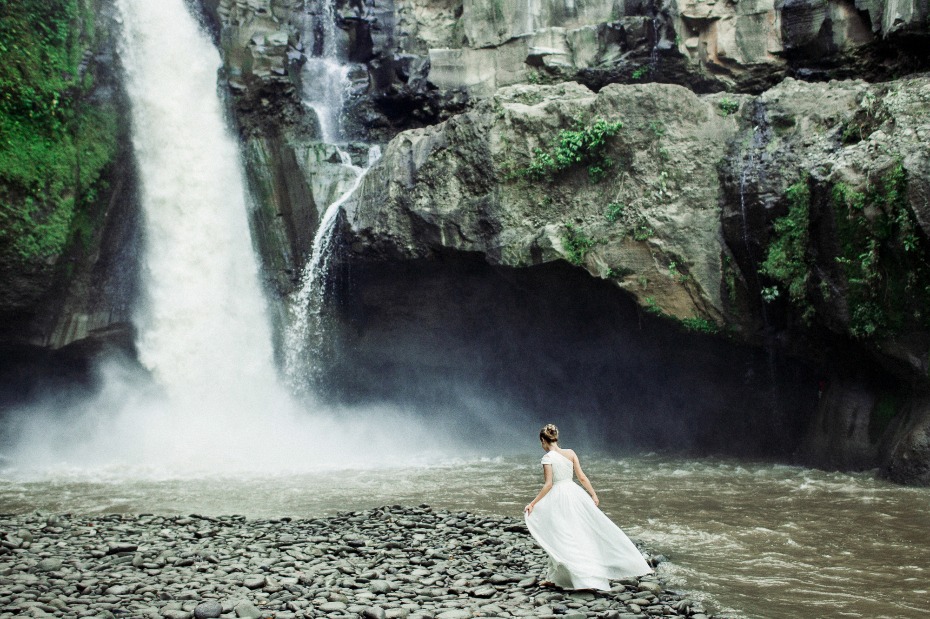 wedding at a tropical waterfall