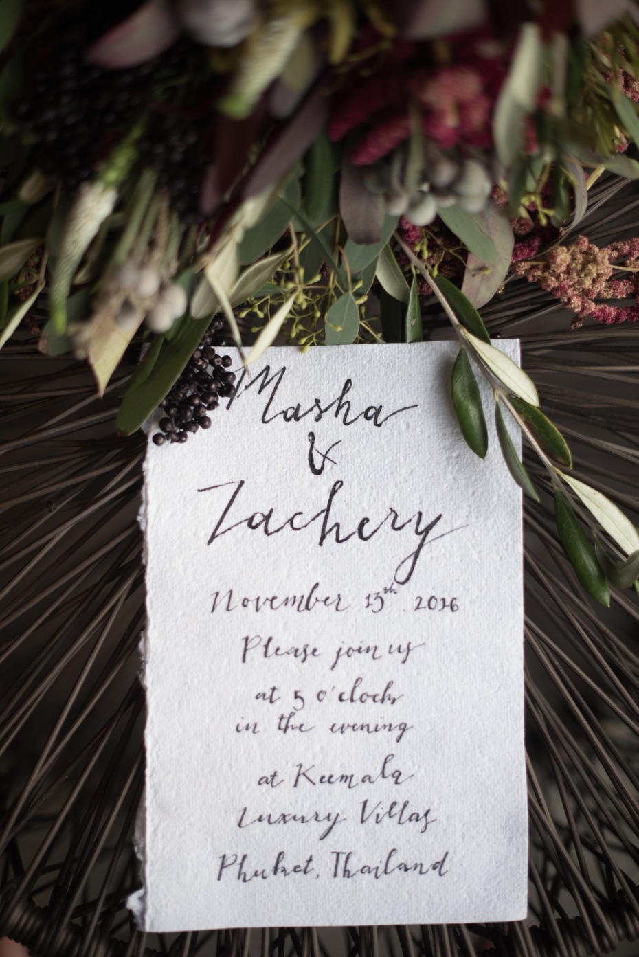 handwritten calligraphy wedding invitation