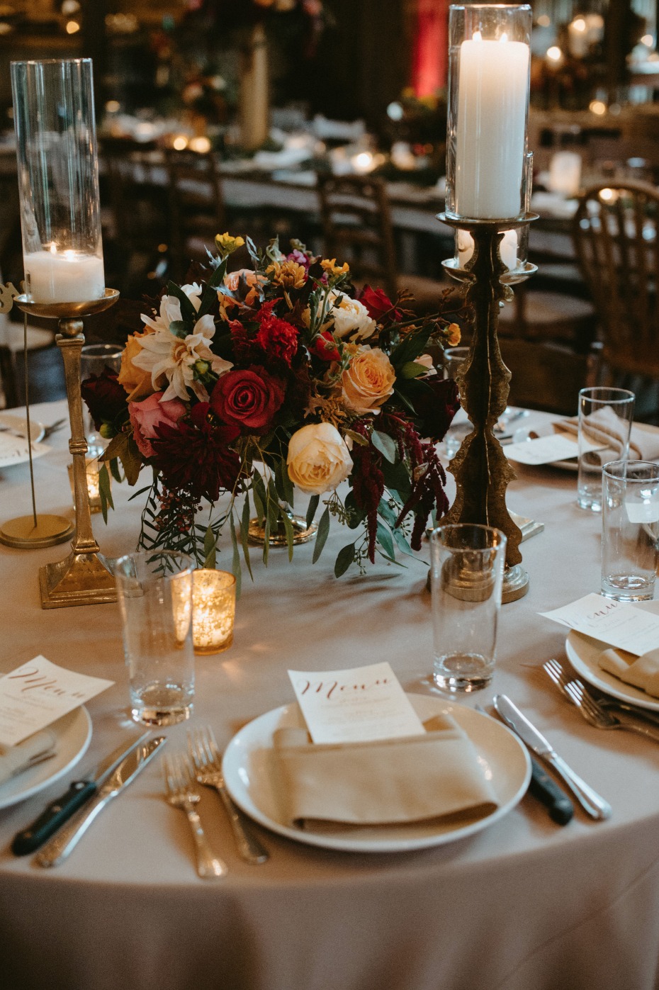 Mix and match your centerpieces for added depth