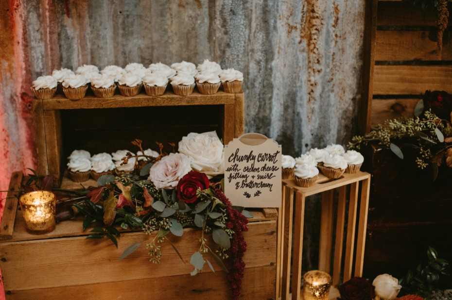 Rustic crates and cupcakes