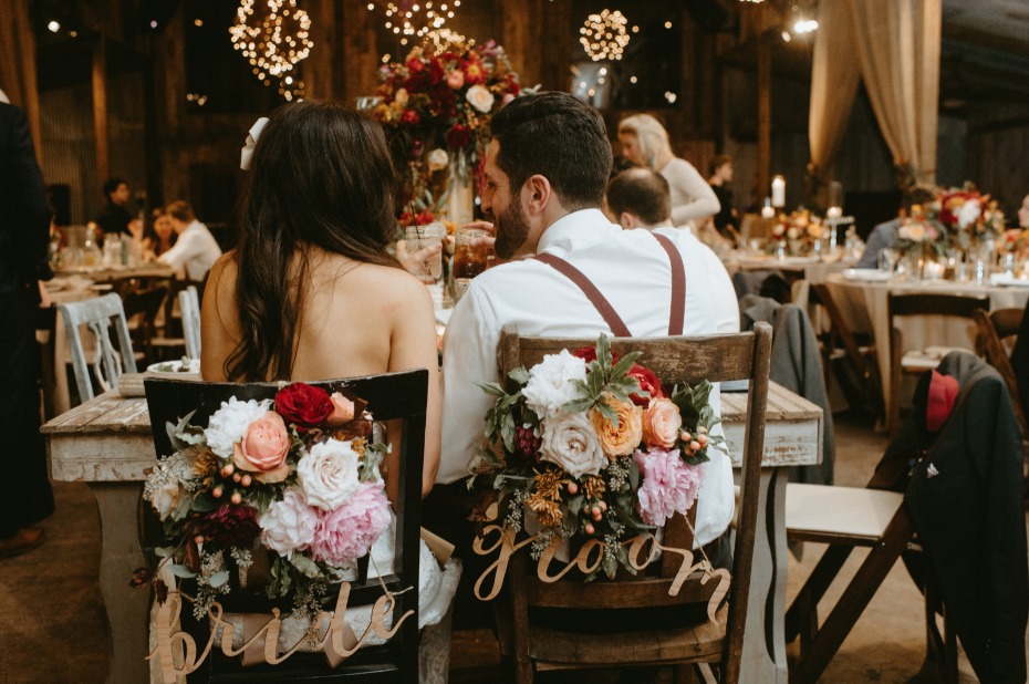 Bride and groom chair back decor