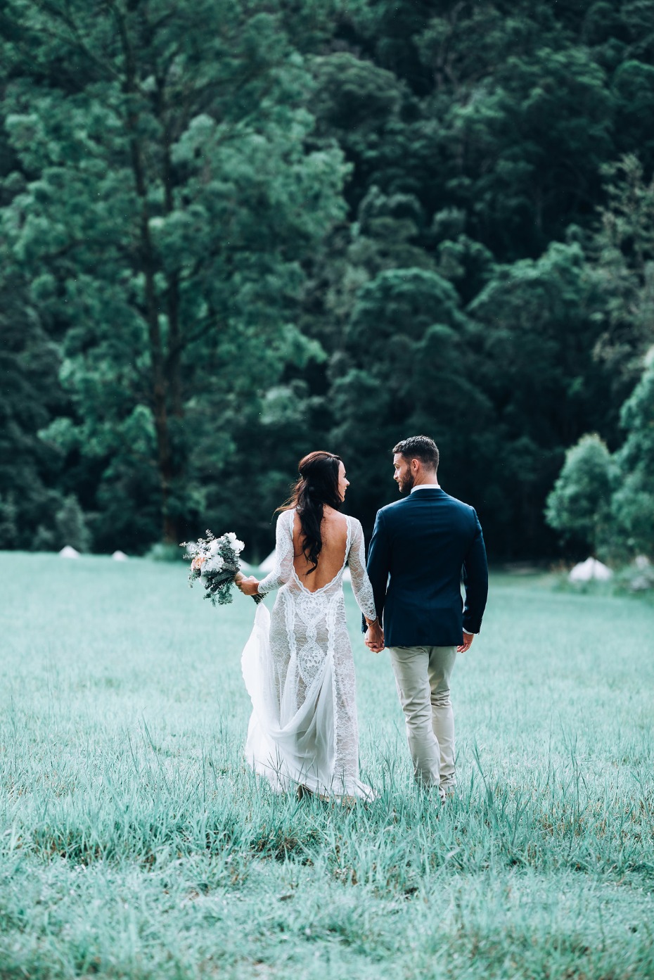 Low back lace wedding dress for the boho bride