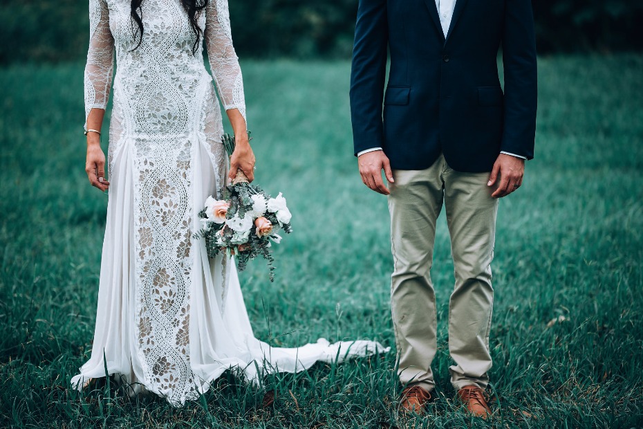 Boho lace wedding gown