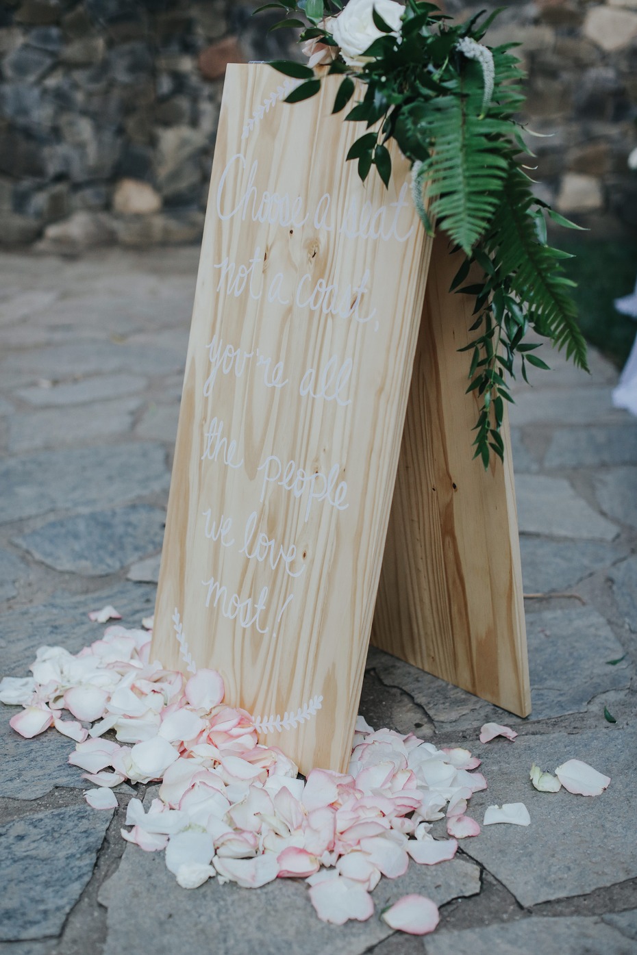 raw wood wedding sign
