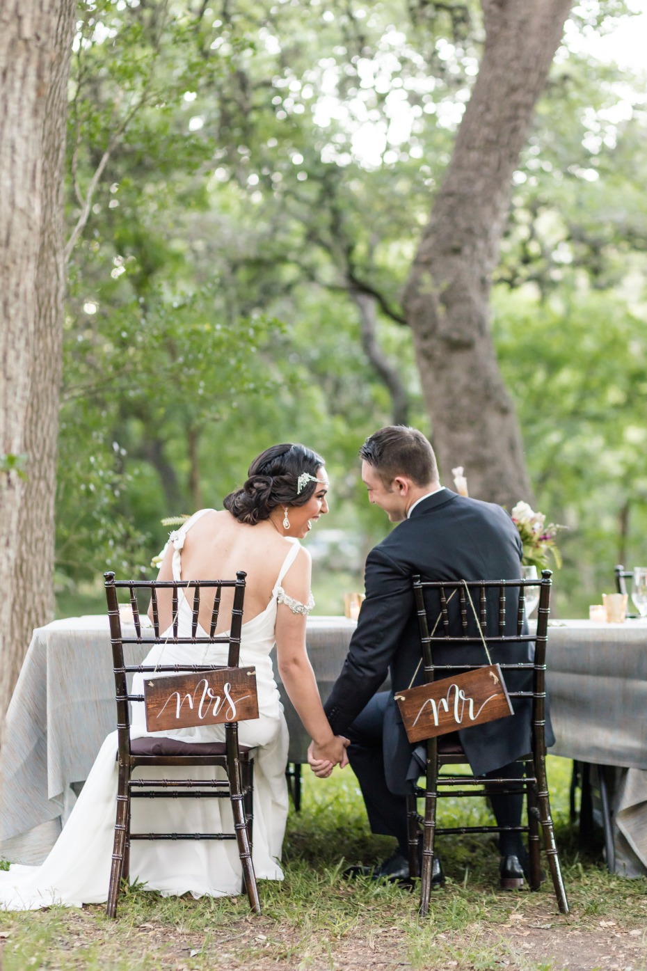 mr and mrs wedding table seat signs
